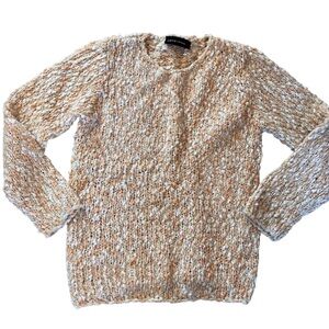 Cozy Knit Women's Sweater in Cream and Tan. Small. Joey + Fun. Springy!